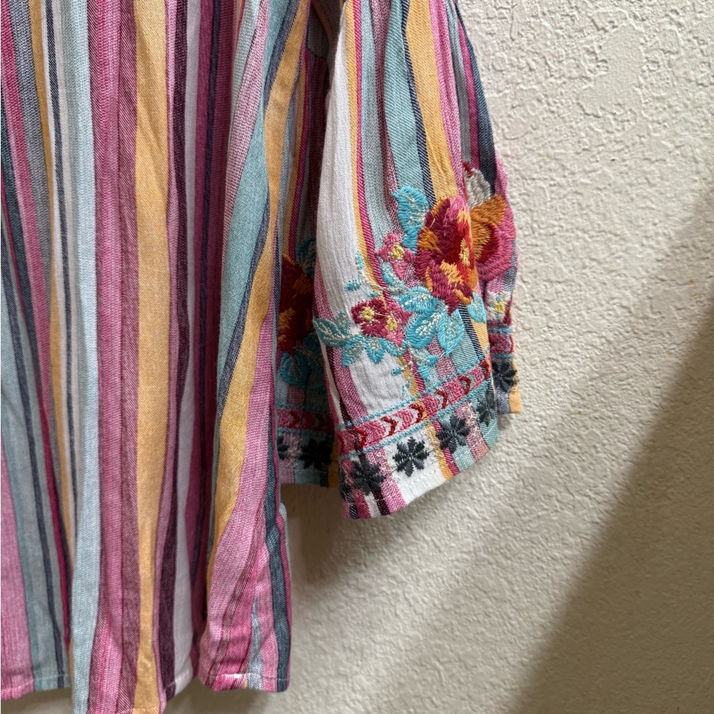 Floral Embroidered Striped (Savannah Jane Dup) Women's Top - Picture 6 of 12